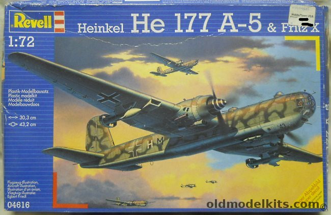 Revell 1/72 He-177 A-5 Greif with Fritz X Missiles - 4./KG100 Chateaudun 1944 or 2.KG40 Bordeaux/Merignac 1944, 04616 plastic model kit